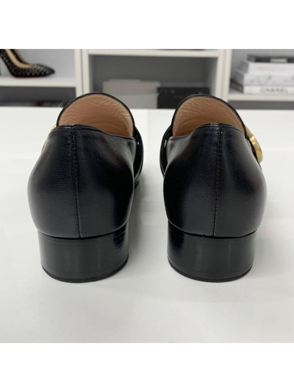 Gucci Leather Double G GG Marmont Loafers Black - Picture 6 of 11